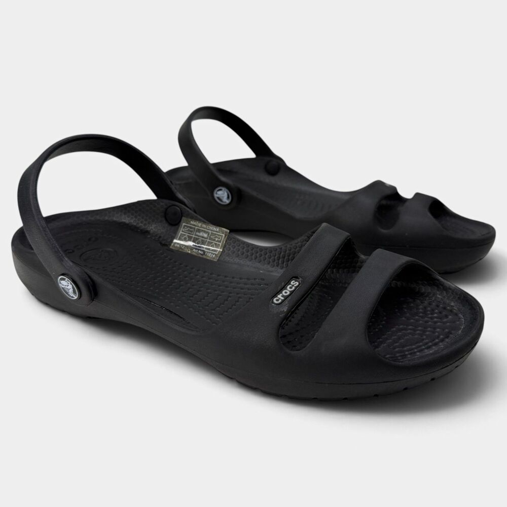 CROCS CLEO II WOMEN’S BLACK DUAL STRAP SANDALS SIZE 8